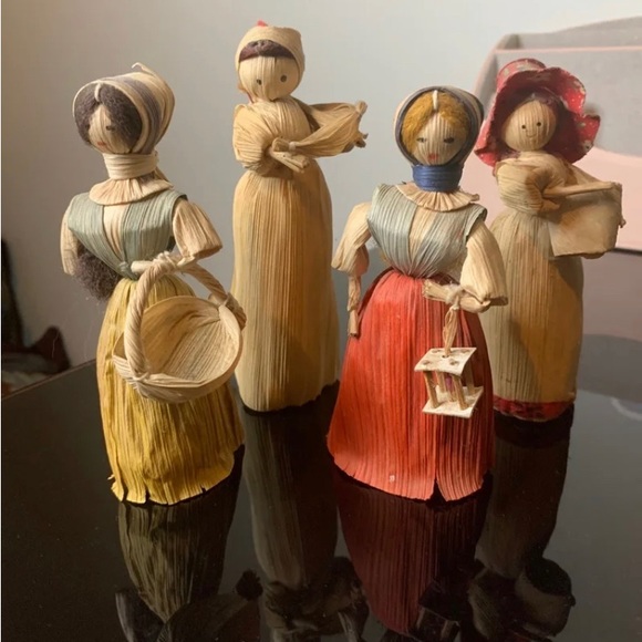 Vintage Hand Made detailed Czech Corn Husk Dolls interesting looking home decor - Picture 2 of 6